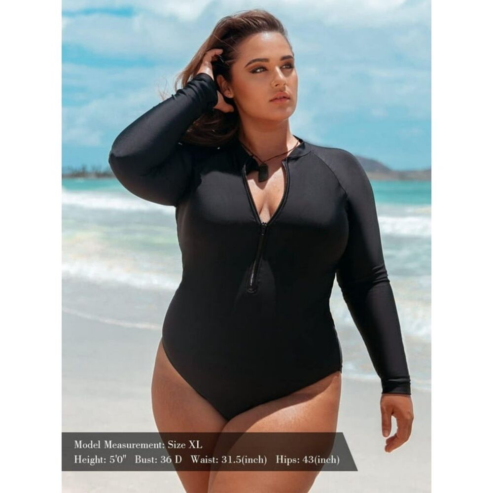 Long Sleeve Tummy Control Swimsuit XL NEW